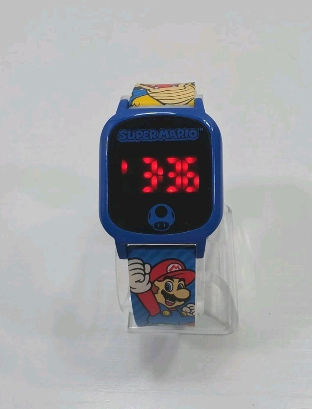 Super Mario Bros Accutime Digital Watch Blue Stainless Steel New Battery W236